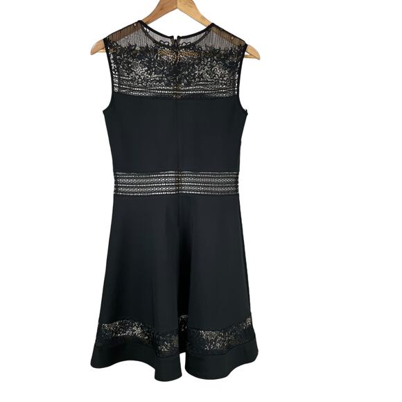 SHO by Tadashi Shoji NWOT Lace Trim Fit & Flare Dress Black Size 10 Semi-Sheer - Picture 5 of 12